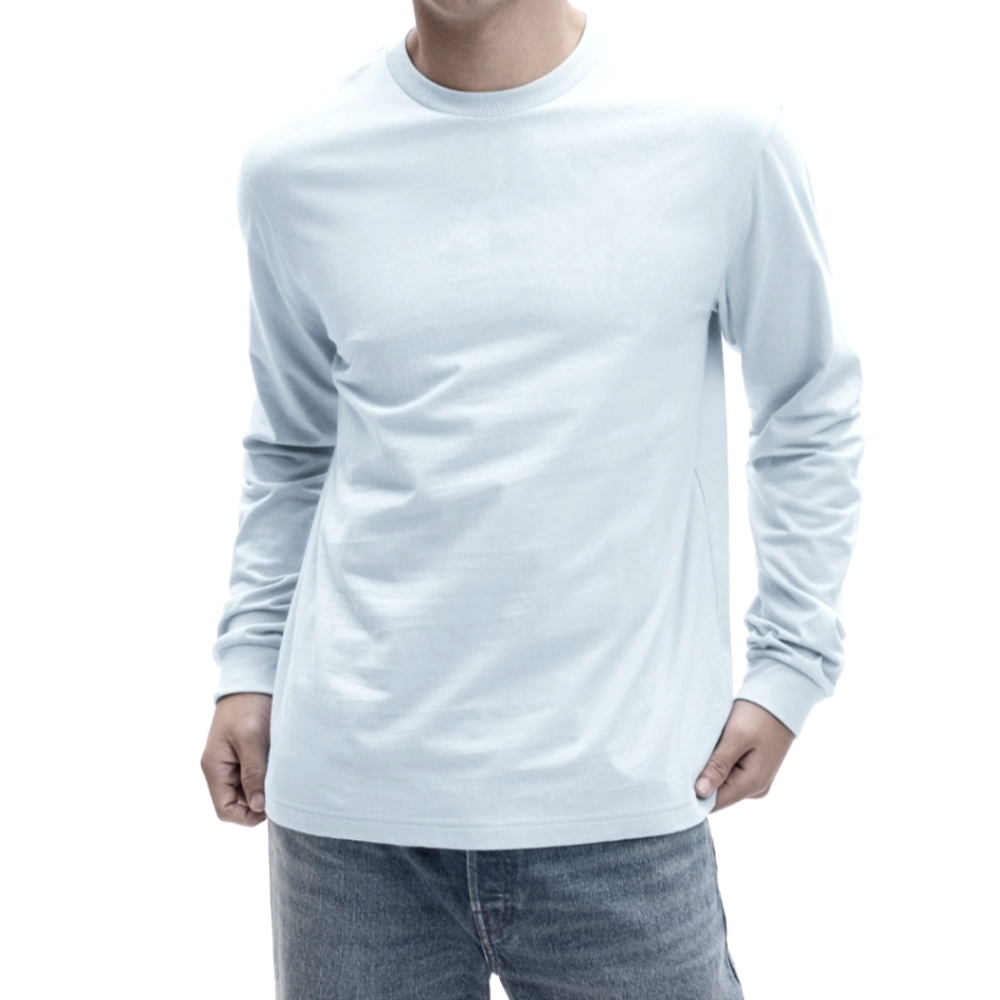 GAP Mens Long Sleeve Crew Classic Fit Organic Cotton T-Shirt Sail Blue-XXXL